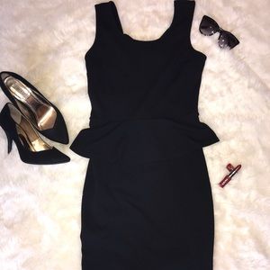 MADRAG Black Peplum Dress